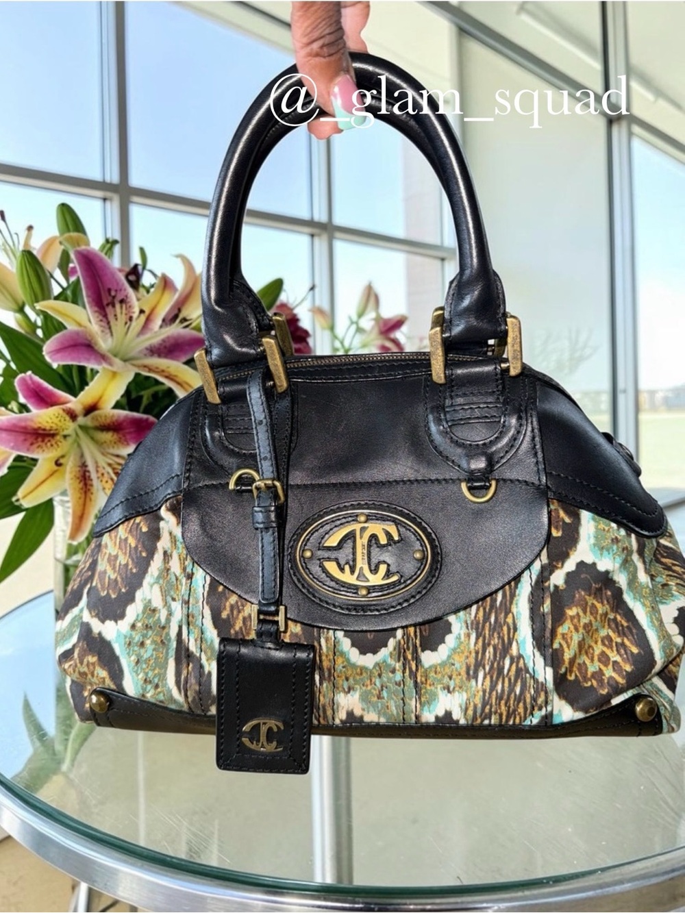 ❌SOLD❌Just Cavalli (Roberto Cavalli) Vintage Snake Print Leather Satchel Doctor